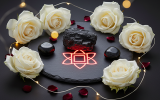 Black Tourmaline crystals with white roses and fairy lights for Root Chakra grounding – Heavenly Crystals Online