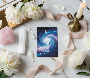 Luxury oracle cards spread on a table for spiritual guidance, intuitive reading and beginner practice