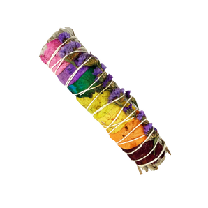 7 Chakra Sage Smudge Stick – 10cm Energy Cleansing & Healing Tool - Heavenly Crystals Online