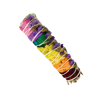 7 Chakra Sage Smudge Stick – 10cm Energy Cleansing & Healing Tool - Heavenly Crystals Online