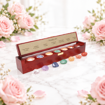7 Chakra Tumbled Stone Set in Wooden Box – Crystal Healing Gift Set - Heavenly Crystals Online