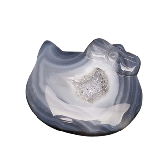 Agate Cat Statue with Stand (129g) Protection & Harmony Crystal Decor - Heavenly Crystals Online