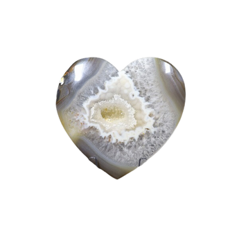 Agate Druzy Heart with Stand (203g) – Calm, Balance & Gentle Healing Energy - Heavenly Crystals Online
