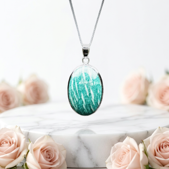 Amazonite Pendant in 925 Sterling Silver | Calming & Courage - Heavenly Crystals Online