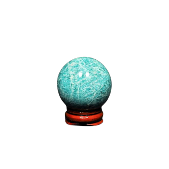 Amazonite Sphere with Wooden Stand (205g) – Calm, Communication & Heart‑Healing Crystal - Heavenly Crystals Online
