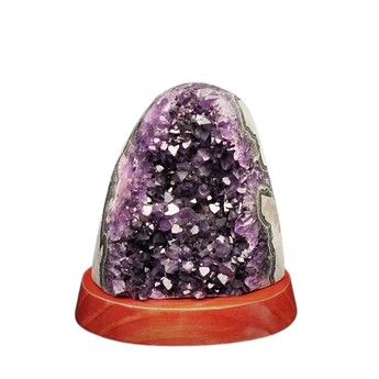Amethyst Cluster on Wood Base (938g) Calm, Intuition & Spiritual Clarity - Heavenly Crystals Online