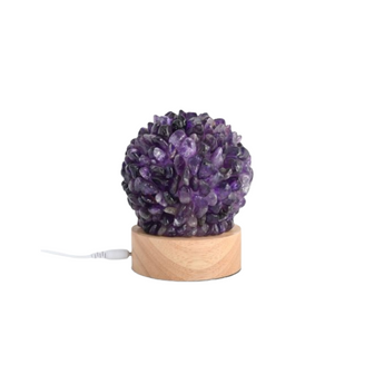 Amethyst Gemstone Lamp with USB Wall Charger – Crystal Light for Calm - Heavenly Crystals Online