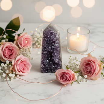 Amethyst Geode Tower 208g - Meditation & Spiritual Growth - Heavenly Crystals Online
