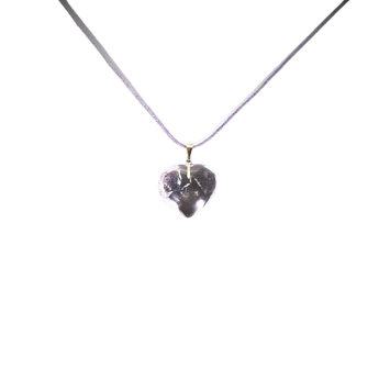 Amethyst Heart Pendant on Black Cord (25mm) - Balance & Protection - Heavenly Crystals Online