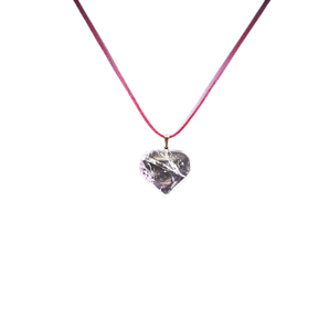 Amethyst Heart Pendant on Black Cord (30mm) - Balance & Protection -Heavenly Crystals Online