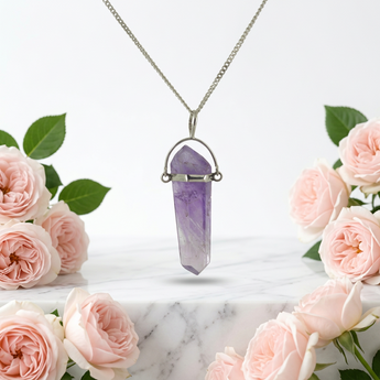 Amethyst Pendant with Silver Chain | Intuition & Calm - Heavenly Crystals Online