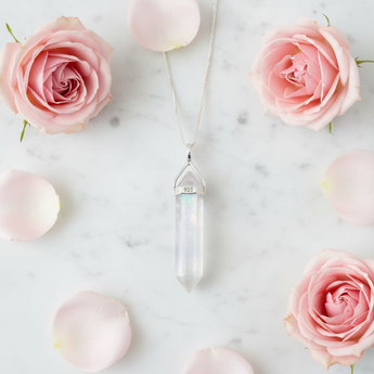 Angel Aura Quartz Pendant in 925 Sterling Silver – Peace, Light & Spiritual Connection - Heavenly Crystals Online
