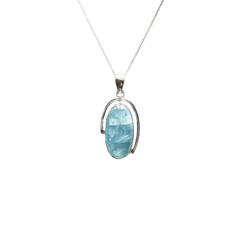 Aquamarine Oval Pendant in 925 Sterling Silver – Calm, Clarity & Emotional Flow - Heavenly Crystals Online