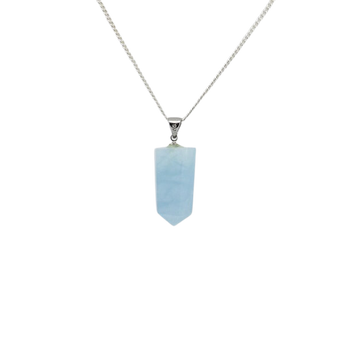 Aquamarine Point Pendant in 925 Sterling Silver – Calm, Clarity & Emotional Flow - Heavenly Crystals Online