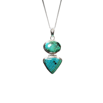 Azurite, Malachite & Chrysocolla Pendant | 925 Silver | Intuition - Heavenly Crystals Online