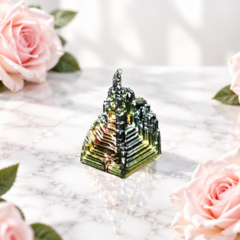 Bismuth Rainbow Cluster (144g) – Transformation, Creativity & Energy Flow - Heavenly Crystals Online