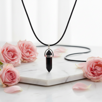 Black Obsidian Double Terminated Pendant with Black Cord - Protection & Grounding - Heavenly Crystals Online