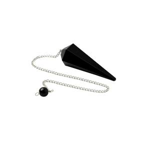 Black Obsidian Faceted Pendulum with velvet pouch – Protection & Grounding - Heavenly Crystals Online