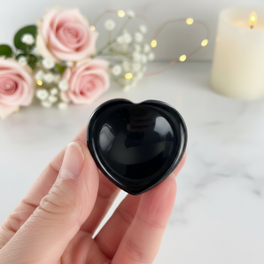 Black Obsidian Heart Worry Stone – Protection, Grounding & Emotional Strength - Heavenly Crystals Online