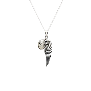 Black Rutilated Quartz with Angel Wing Pendant in 925 Sterling Silver with chain - High Vibrational, Protection & Grounding - Heavenly Crystals Online