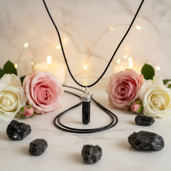 Black Tourmaline Pencil Point Pendant -Protection & Grounding - Heavenly Crystals Online