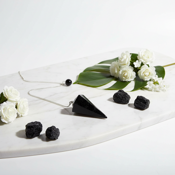 Black Tourmaline Pendulum with Velvet Pouch – Protection & Grounding Tool - Heavenly Crystals Online