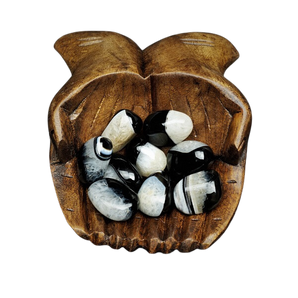 Black with Quartz Agate Tumbled Stone – Protection, Balance & Spiritual Strength - Heavenly Crystals Online