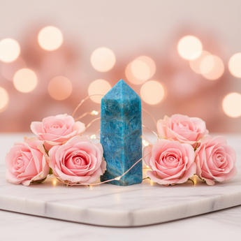 Blue Apatite Tower (113g) Clarity, Motivation & Inspired Communication - Heavenly Crystals Online