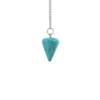 Blue Dyed Howlite Pendulum with Velvet Pouch - Calm, Clarity & Communication - Heavenly Crystals Online
