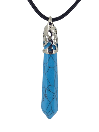 Blue Dyed Howlite Point Pendant with Black Cord – Stone of Calm Communication - Heavenly Crystals Online