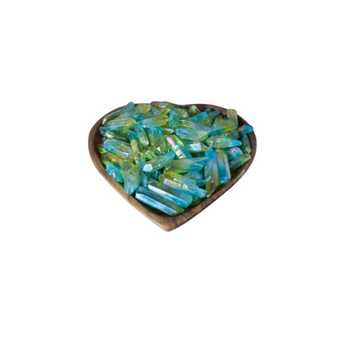 Blue & Yellow Aura Quartz Gridding Point (50g) in Organza Pouch – Energy, Alignment & High Vibration - Heavenly Crystals Online