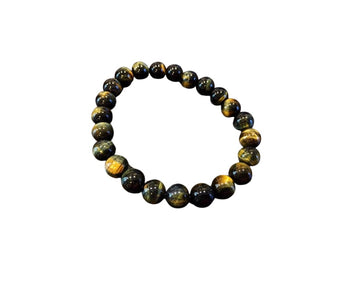 Blue and Golden-Brown Tigers Eye Bracelet (7mm) Protection, Confidence & Balanced Energy - Heavenly Crystals Online