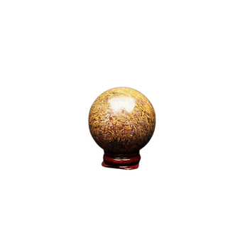 Calligraphy Jasper Sphere with Wooden Stand – Ancient Wisdom, Calm & Creative Flow - Heavenly Crystals Online
