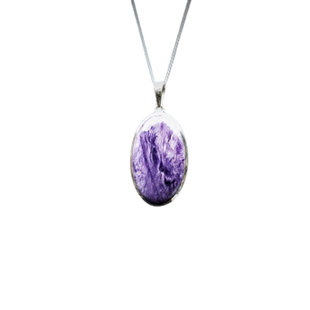 Charoite Oval Pendant (B) | 925 Silver | Transformation - Heavenly Crystals Online