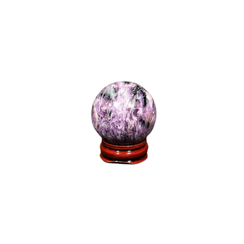 Charoite Sphere with wooden stand (87g) – Rare Siberian Crystal for Transformation & Intuition - Heavenly Crystals Online