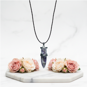 Chevron Amethyst Crystal Point Pendant – Intuition, Calm & Spiritual Clarity - Heavenly Crystals Online