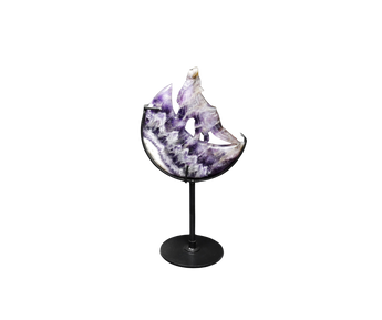 Chevron Amethyst Wolf on stand - Heavenly Crystals Online