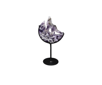 Chevron Amethyst Wolf on stand - Heavenly Crystals Online