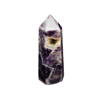 Chevron Amethyst with Druzy Quartz Generator Point (1.174kg) – Intuition, Protection & Spiritual Clarity - Heavenly Crystals Online