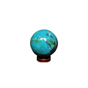 Chrysocolla Sphere with Wooden Stand (277g) – Calming Communication, Heart Healing & Feminine Wisdom - Heavenly Crystals Online