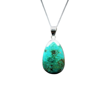 Chrysocolla Teardrop Pendant (A) | 925 Silver | Communication - Heavenly Crystals Online
