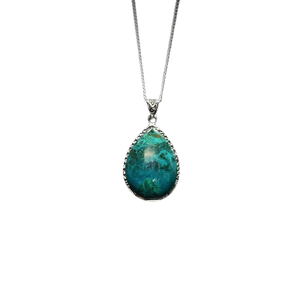 Chrysocolla Teardrop Pendant (B) | 925 Silver | Communication - Heavenly Crystals Online