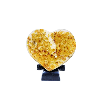 Citrine Geode Heart on Stand (494g) – Abundance, Joy & Golden Solar Energy - Heavenly Crystals Online