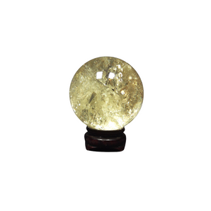 Citrine Natural Crystal Sphere with Wooden Stand (328g) – Abundance, Joy, Manifestation & Positive Energy - Heavenly Crystals Online