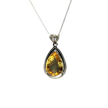 Citrine Tear Drop Crystal Pendant 925 Sterling Silver with chain – Abundance & Joy - Heavenly Crystals Online