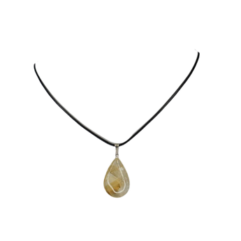 Citrine Teardrop Pendant on Black Cord – Abundance, Joy & Positive Energy - Heavenly Crystals Online