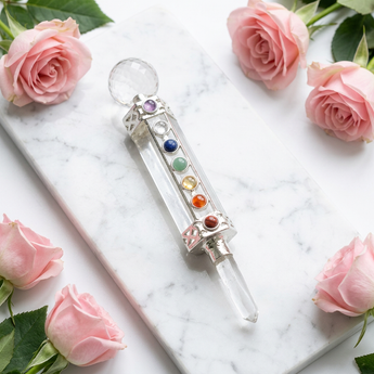 Clear Quartz 7 Chakra Wand – Energy Healing & Alignment - Heavenly Crystals Online
