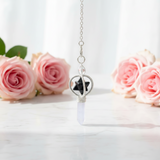 Clear Quartz & Black Obsidian Merkabah Star Pendulum with Velvet Pouch – Clarity & Protection - Heavenly Crystals Online