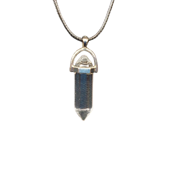 Clear Quartz Double Terminated Pendant with Black Cord – Clarity, Amplification & Energy Flow - Heavenly Crystals Online
