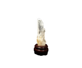 Clear Quartz Point (659g) with Golden Healer Bridges & Rainbows on Wooden Stand – Clarity, Activation & Healing Light - Heavenly Crystals Online